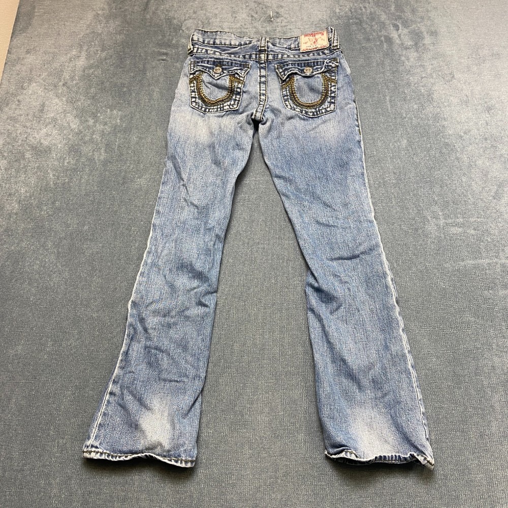 True Religion Jeans Women 12 Blue Denim Cotton Bootcut Leg Medium Wash 5 Pockets